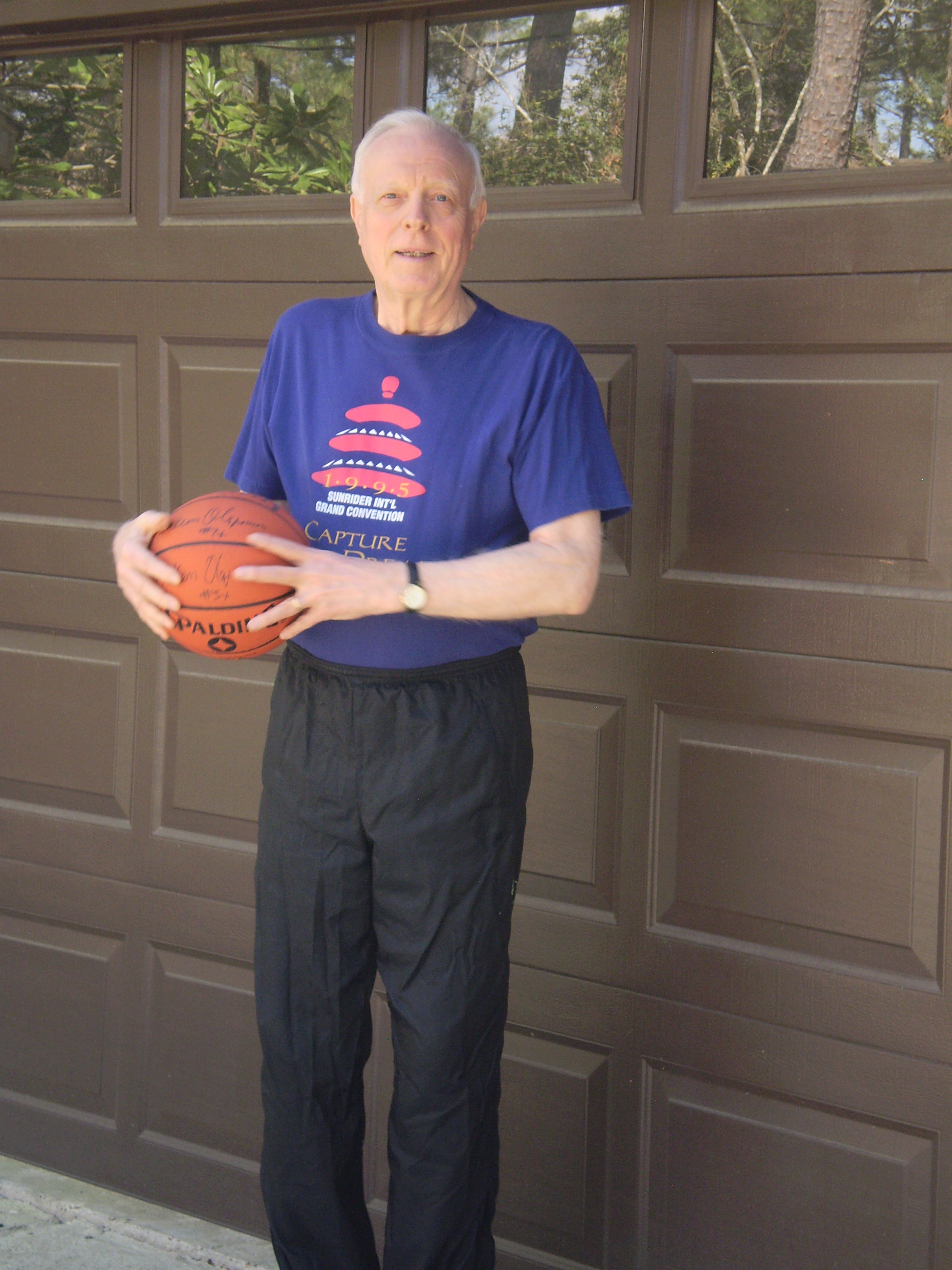 Bill dribbles on the court; not in drawers.